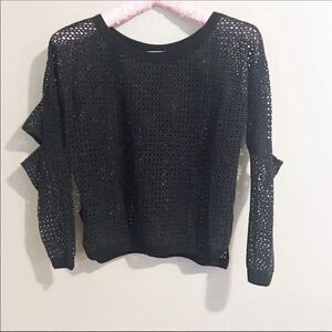Crocheted  Knot Sisters Navy Crop Top